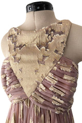 Spring 2006 Bill Blass by Michael Vollbracht Runway Gold & Pale Lavender Halter Dress