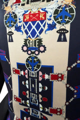 Fabulous Fall 2014 Mary Katrantzou Deep Blue & Black Digitally Printed Mini Dress w Full Skirt
