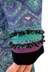 Gorgeous 1960s Unlabeled Metallic Blue Turquoise & Purple Beaded Dress