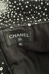 Beautiful Fall 2017 Chanel by Karl Lagerfeld Runway Look 85 Black Skirt w Silver Sequins