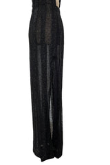 Extraordinary 2006 John Anthony Couture Black Hand Beaded Runway Dress w Bib Front & No Back