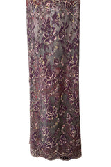 Exceptional Spring 1998 Christian Lacroix Runway Net Lace & French Blue Printed Silk Dress