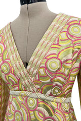 Wonderful 1960s Malcolm Starr by Elinor Simmons Pink Detailed Metallic Brocade Dress