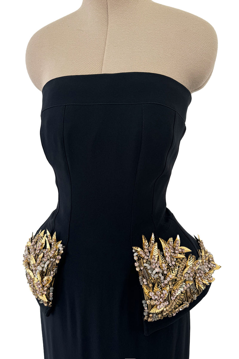 Spectacular Spring 2014 Alexander McQueen by Sarah Burton Strapless Crystal Detailed Peplum Dress