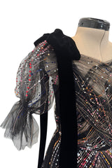 Dreamy Spring 2018 Valentino by Pierpaolo Piccioli Black Tulle Sequin w Velvet Bows