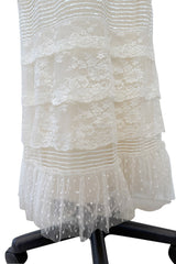 2012 Valentino by Pierpaolo Piccioli & Maria Grazia Chiuri Tiered Ivory Lace Net Dress w Sequin & Bead Detailing