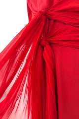 Prettiest Spring 2003 Original Valentino Runway Look 64 Red Silk Dress w Silk Chiffon Ties