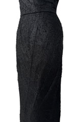 Incredible Spring 2007 John Galliano Strapless Black Lace Dress w Peak Bodice & Intricate Seaming