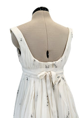 Important Fall 2003 Alexander McQueen 'Scanners" Runway Look 55 White Silk Corset Dress w Silver Sequins & Embroidery