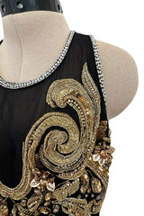 Extraordinary 2015 Roberto Cavalli Runway Feather & Net Dress w Bead & Sequin Detailing