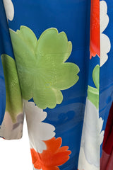 1920s-30s Unlabeled Silk Kimono with Classic Sleeve & Oversized Floral Print