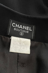 Striking Spring 1996 Chanel by Karl Lagerfeld Black Fitted Dress w Pockets Chanel Buttons & Belt