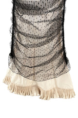 Beautiful Spring 1998 Valentino Black Dot Net Over Ivory Silk Taffeta Strapless Dress