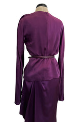 Rare Fall 2007 Christian Dior by John Galliano Runway Look 43 Purple Hammered Silk Top Skirt Dress Set
