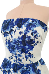 Valentino Fall 2013 by Maria Grazia Chiuri & Pierpaolo Piccioli Strapless Blue & White Dress