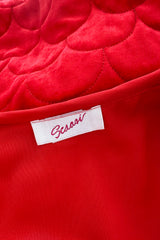 Fabulous 1980s Arnold Scaasi Brilliant Red Quilted Velvet Oversized Cocoon Button Front Coat