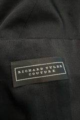 Perfectly Minimalist 1990s Richard Tyler Couture Sleek Sweetheart Neckline Strapless Black Silk Dress