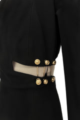 Spring 2015 Versus Versace Runway Look 15 Black Stretch Bandaid Dress w Gold Pins & Cut Out