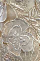 Dreamy Spring 1984 Emanuel Ungaro Haute Couture Runway Ivory Applique Lace & Silk Dress