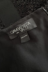 2010s Giambattista Valli Black Dress Stretch Sleeveless Dress w Front Metallic Thread Wool Inset
