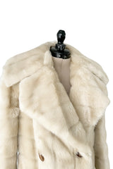 Iconic Fall 1996 Gucci by Tom Ford Runway Look 29 Menswear Inspired Ivory Faux Fur Coat w
