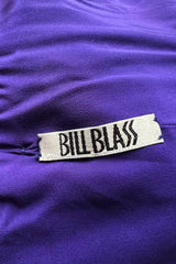 Spring 1984 Bill Blass Runway Purple Silk Dress w One Shoulder Bow & Long Ruffle
