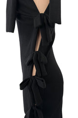 Early 2000s John Anthony Couture One Off Single Sleeve Jersey Dress w Full Open Side & Bow Detail