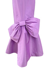 Prettiest 1990s Isaac Mizrahi Pale Pastel Lavender Silk Dress w Flared Skirt & Back Bow