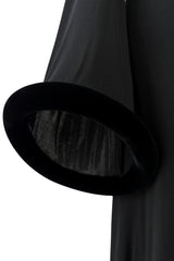 Outstanding Fall 1999 Jean Paul Gaultier Black Bias Cut Jersey w Black Velvet Cuffs & Collar