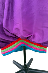 Fall 1982 Valentino by the Original Mr Valentino Purple Silk Strapless BubbleDress w Rainbow Detailing