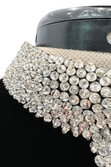 Early 1960s Harvey Berin Black Velvet & Ivory Silk Skirted Dress w Sparkling Beaded Detailing