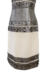 Superb Fall 2007 Oscar de la Renta Runway Look 38 Sequin & Bead on Ivory Boucle Wool Runway Dress