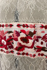 Spring 2016 Etro by Veronica Etro Runway Look 6 Ivory Net Lace Dress w Embroidered Silk Panels