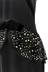 Phenomenal 1997 Christian Lacroix Black Silk Halter Dress w Rhinestone & Velvet Detailing