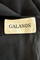Minimalist Early 1960s James Galanos Couture Larger One Shoulder Black Crepe Long Column Dress