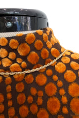 Spectacular 1970s Ronald Amey Demi-Couture Printed Silk, Silk Chiffon & Cut Velvet Dress