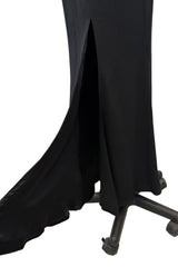 2011 Alexander McQueen Sculpted Bias Cut Black Silk Dress w Front Scoop