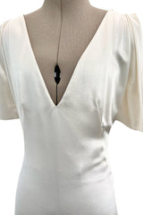 Spectacular 2011 Alexander McQueen Bias Cut Liquid Silk Satin Ivory Dress w Amazing Sleeves