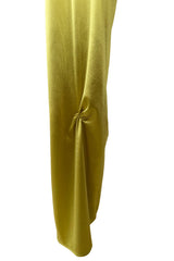Incredible 1990s Gianni Versace Chartreuse Stretch Dress w Side Cut Out & Slit