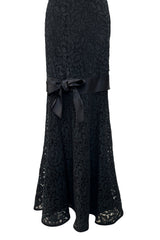 Spring 1987 Yves Saint Laurent Numbered Haute Couture Strapless Black Handmade Lace Dress
