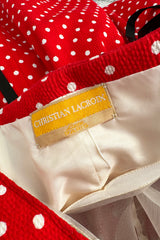 Spring 1988 Christian Lacroix Demi-Couture Runway Red Polkadot Dress w Detachable Sleeves