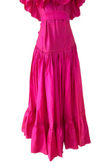 Dreamy Spring 1980 Yves Saint Laurent Runway Feather Light Iridescent Pink Silk Dress