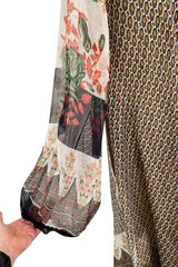 Exceptional 1970s Louis Feraud Bias Cut Silk Light as a Feather Silk Chiffon Caftan Scarf Dress