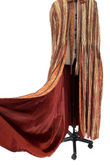 Incredible 1980s Carolina Herrera Angora & Mohair Knit Cape w Panels of Metallic Gold Thread