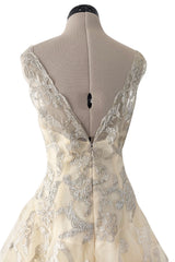 Dreamy Pre-Fall 2015 Oscar de la Renta Look 36 Metallic Gold Applique & Ivory Net Dress