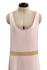 Dreamy Cruise 2004 Chanel by Karl Lagerfeld Pale Pink Knit Dress & Pastel Cardigan Set