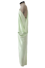 Rare Spring 1978 Philippe Venet the Haute Couture Runwau Sample Pale Mint Silk One Shoulder Dress