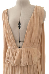 Chic Spring 2019 Chloe by Natacha Ramsay-Levi Pleated Chiffon Dress w Attached Caped Back