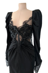 Prettiest Fall 2019 Alessandra Rich Black Version of Runway Look 46 Bias Cut Silk & Sequin Lace Dress