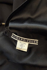 Minimalist 1990s Richard Tyler Velvet & Chiffon Lattice Front Black Silk Dress